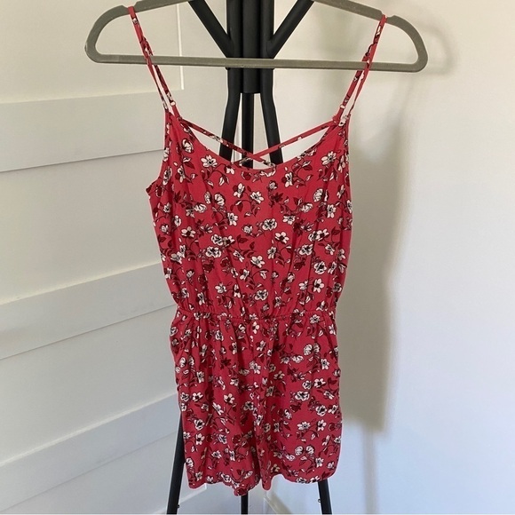 *2/$15* Floral Print Red Romper by H&M - Picture 1 of 7